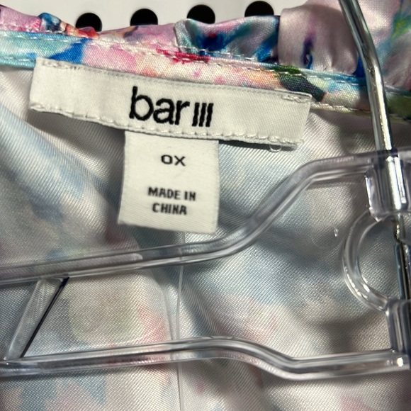 Bar III Trendy Plus Size Ruffled Floral Satin Minidress, Created for Macy's #56 - Picture 7 of 8